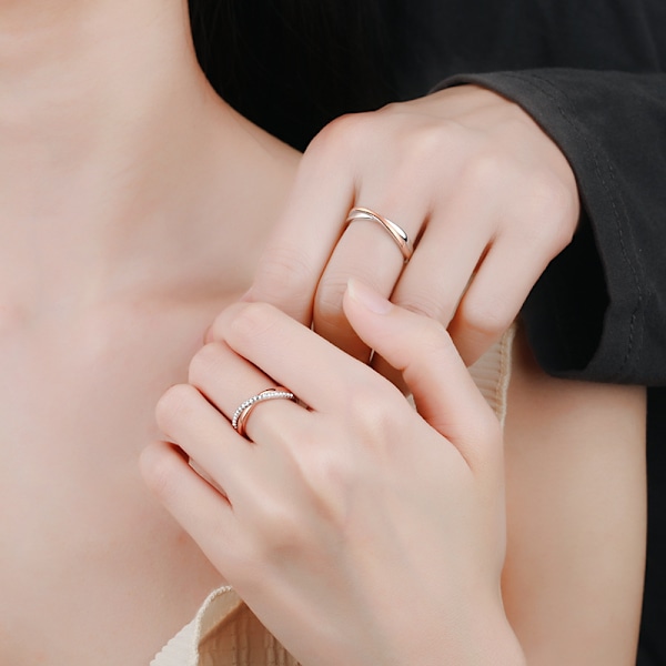 Mobius parring, öppen korsdesign parring i nischdesign tillverkad av sterling silver S925