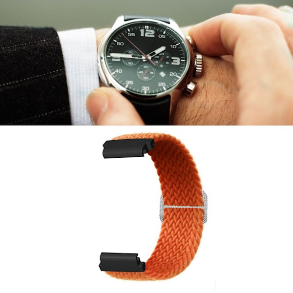 Urrem til Garmin Fenix 7S 6S 5S - Flettet nylon - Størrelsesjusterbar - Orange