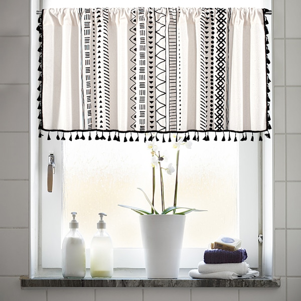 Boho Gardiner med Frynser, Korte Landlige Cafégardiner til Skabe og Døre A A 150*60