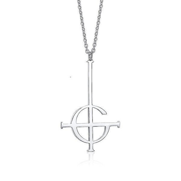 Silve Kors Ghost Bc Navnløs Ghoul Halskæde Vedhæng Grucifix Papa Emeritus Patch Kvinder Mænd Rustfrit Stål Smykker -bp