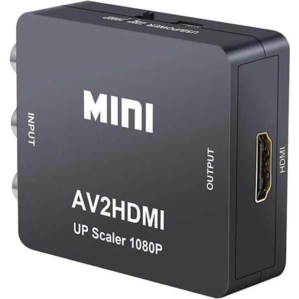 Mini AV RCA CVBS til HDMI Video Audio Konvertere Støtteadapter 720 1080P for Kamera, Xbox 360, PS1, PS2, WII, N64, Gamecube, Snes, NES...