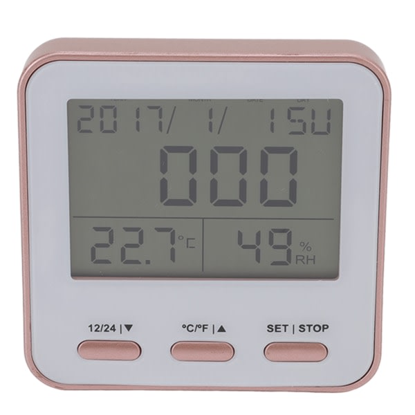Digital termometer Hygrometer Klokkefunksjon Stor skjerm