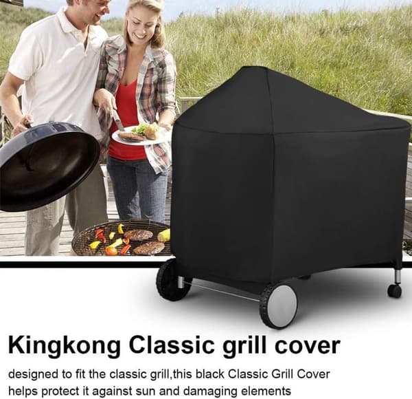 Grillöverdrag Rektangulär Grill 124x65x101cm Oxfordtyg Svart Vattentätt BBQ-skydd