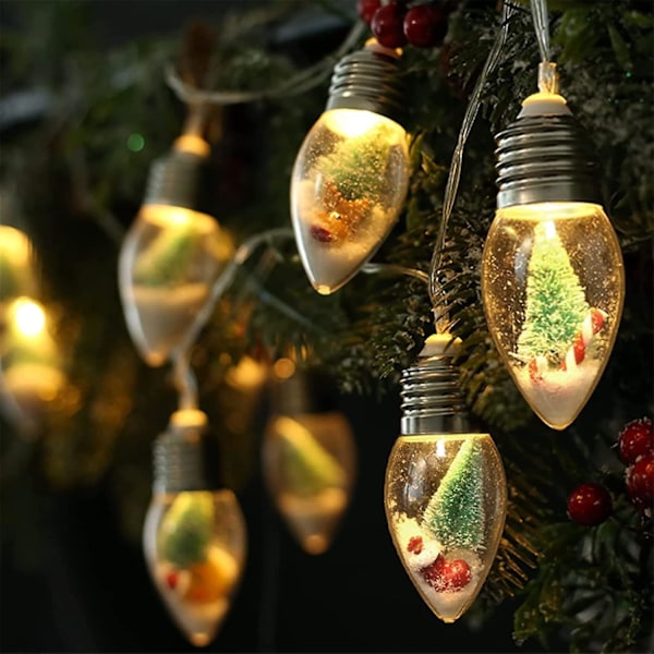 6,6FT Julepynt Vintage Dekorationslys - 10 LED Sneboldslys