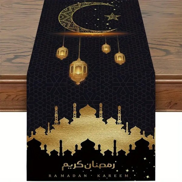 Ramadan-koristeet kotiin, Ramadan-pöytäliina Eid Mubarak Moskeija Muslim Islamilainen (13'' x 72'')