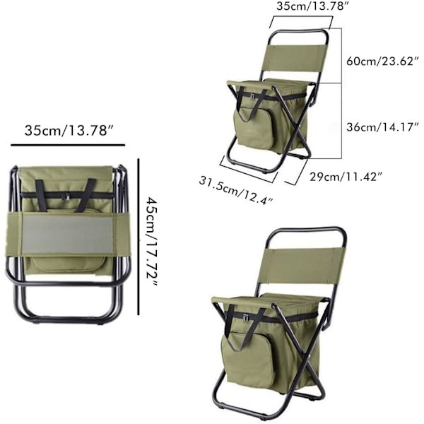 Foldbar Have-Stol med Opbevaring Bærbar Campingstol Robust Foldbar Stol Bærepose
