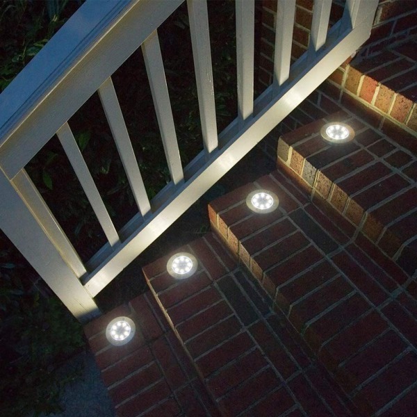 Solcellelamper for utendørs, 8 LED solcelle gulvlampe, utendørs hagelampe