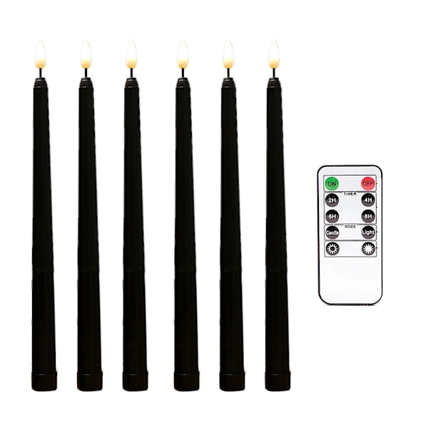 Flameless svarta konformade flimmerljus med 10-knappars fjärrkontroll och timer, batteridrivna LED-lampor black
