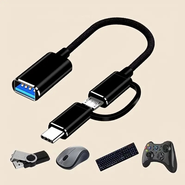 2i1 USB OTG-adapterkabel USB-hun til Micro USB-han-konverter