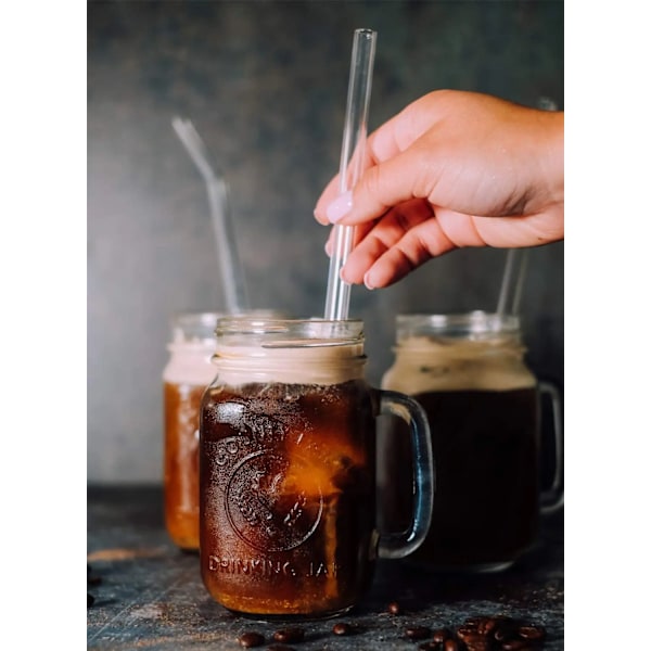 Smoothie-sugrör i glas Återanvändbara transparenta sugrör