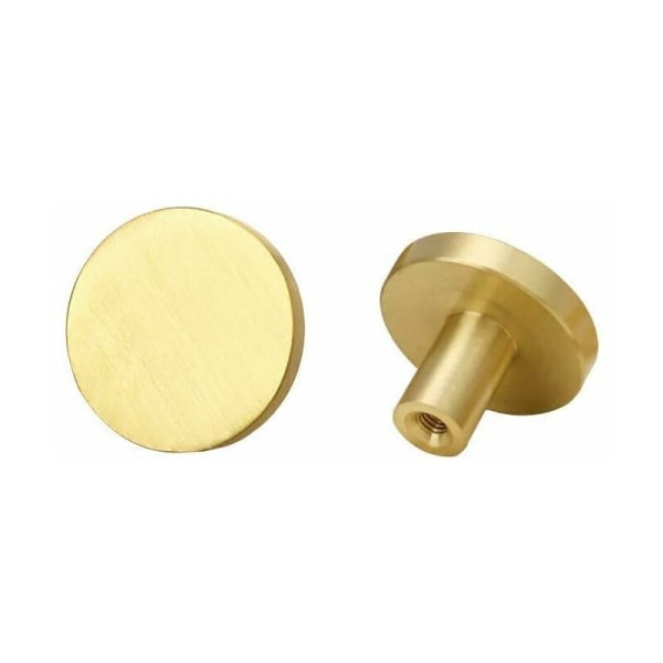 Liten massiv mässing runt drag ett hål skåpdörrhandtag Mässing rund knopp med skruv skåpdörr dekoration Möbelhandtag guld (20mm 25mm)