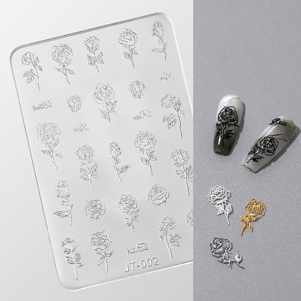 Blomsterpræget Neglekunstform Silikonkombinationsskabelon Neglekunstværktøj 0.05 2