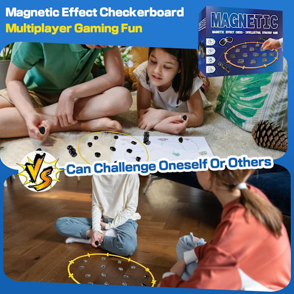 Magnetisk sjakkbrett - Magnetisk brettspill - Morsomt magnetisk brettspill - Puslespill - Strategispill - Julegave til barn Sponge chessboard Rope + 20 chess pieces