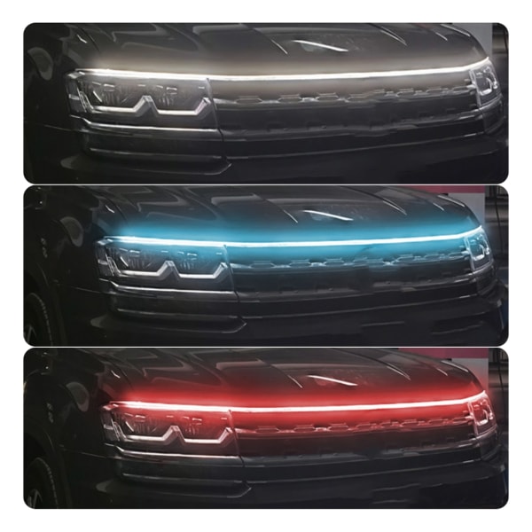 Billampestriper for bil, dynamiske LED-lys for biler, utvendige fleksible lysstriper for dagslys dekorative LED-striper hvite White 1m