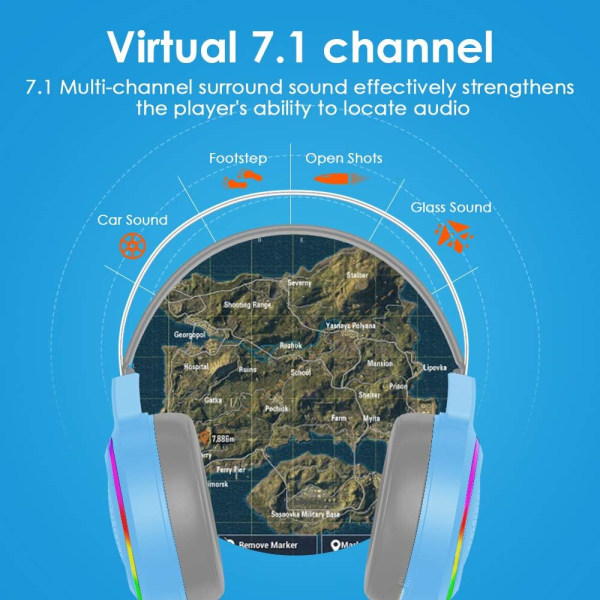 Gaming Headset Virtuelle 7.1-kanals stereo-surround-hovedtelefoner med lydkortchip