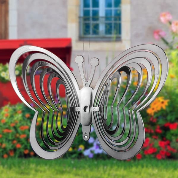 Roterende og Reflekterende Vindklokke - Sommerfugl Silver silver