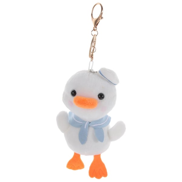 2st Plysch Anka Nyckelringar Ryggsäck Hängande Nyckelringar Cartoon Duck Nyckelringar för barn（14,5x9cm，Vit）
