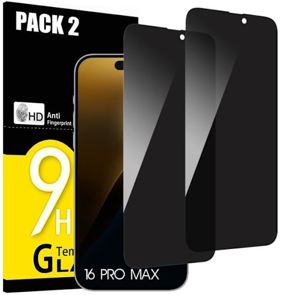 2 Anti-Spy Tempered Glasses for iPhone 16 Pro Max - Shockproof protection