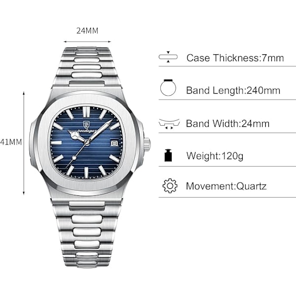 Herre Minimalistiske Armbåndsure Quartz Analog Armbåndsure Datokalender Lysende Armbåndsure Elegante Business Armbåndsure Herre Armbåndsure i Rustfrit Stål