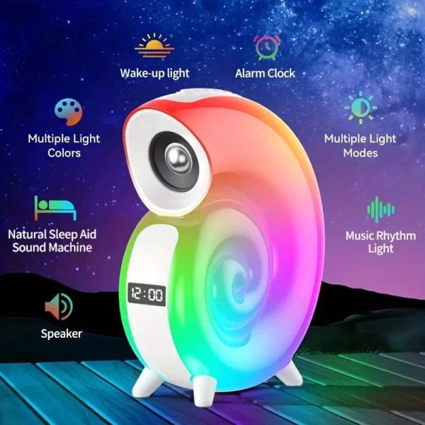 Liten Conch trådlös högtalare med färgglatt atmosfärljus
