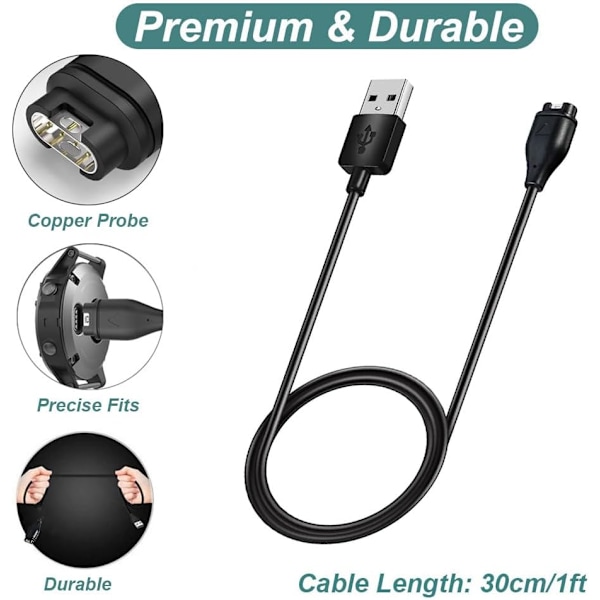 Lader for Garmin Vivoactive 5 / Vivoactive 4, erstatningsladekabel pluss en gul silikon laderportbeskytter støvtett plugg