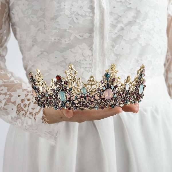 Tiara Crown, Queen Crown, Crystal Tiara Crown, Vintage Round Crystal Rhinestone