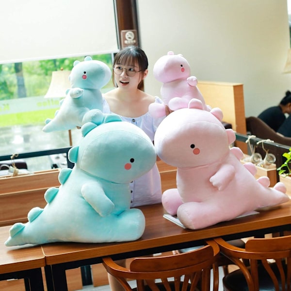 VHYHCY Söta Dinosaurie Plyschleksaker, Fet Dinosaurie Fylld Dockor, Mjuk Djur Dino Plushie, Födelsedagspresenter för Barn Flickor Pojkar Blå 12 tum Quiet Blue