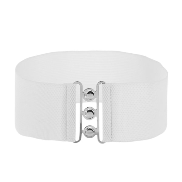 Bred elastisk bælte Metal spænde Livrem HVID white
