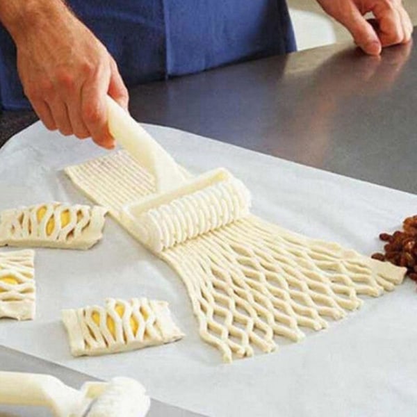 2 stk Gitterrulleskutterverktøy Baking Kokeverktøy Bakeform for wienerbrød Pizzakake (beige)
