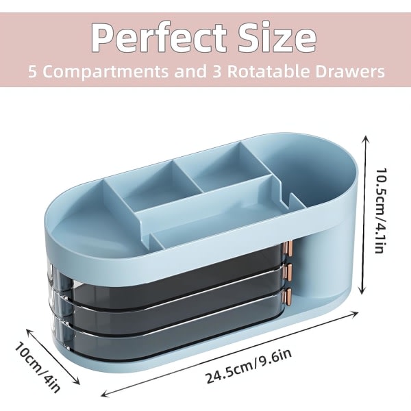 Organizer Desk Paper Storage Box with Drawers Desk Stylish Rotating Pen Holder Makeup Organizer Large Capacity