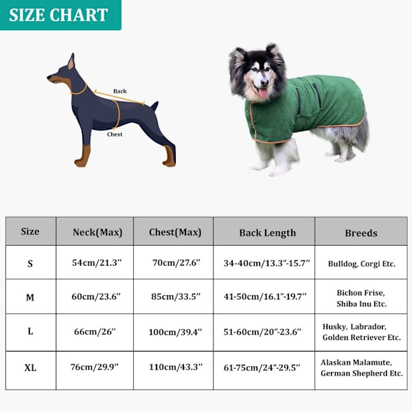 Hundtorkrock Badrock Handduk, Mikrofibermaterial Snabbtorkande Superabsorberande Hundbadrock Kaffe Coffee XL