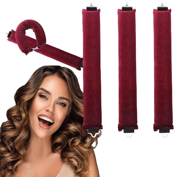 INF Värmefri Hårrulle Hårrullar för att locka håret utan värme_xx Red wine