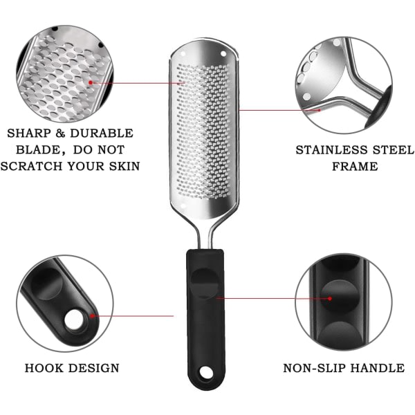 Foot Files Hard Skin Remover Heel Scraper Scrubber Rasp Grater Professional Pedicure Care Tool for Dead Rough Skin Dry Cracked Feet