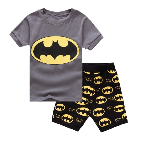 Lasten poikien pyjamasetti Piirretty T-paita Shortsit Yöasu Batman-logo Batman logo 90cm