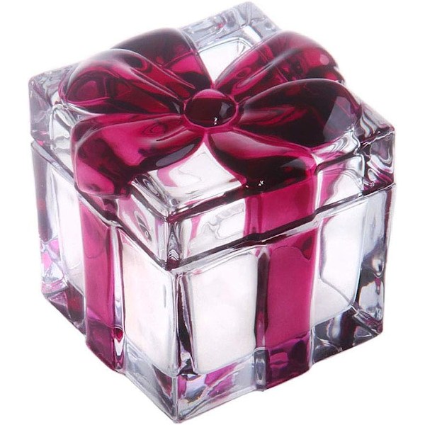 Square Crystal Glass Sugar Bowl With Bowknot Lid,Storage Box Wedding Candy Cookies Seasoning Food Tea and Food Storage