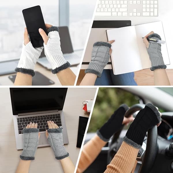 Vinterhandsker til mænd og kvinder, touchscreen-kompatible, vindtætte, termiske, varme handsker til koldt vejr, lysegrå, 21 cm