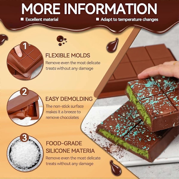 Silikon Chokladform, Djup, 2-pack, Chokladform Dubai, Non-stick Formar, BPA-fri, Djup Chokladform, Dubai Choc