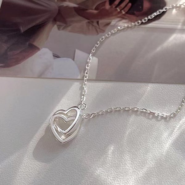 Minimalistisk Dobbel Interlåst Hjerte Armbånd Fint Smykke