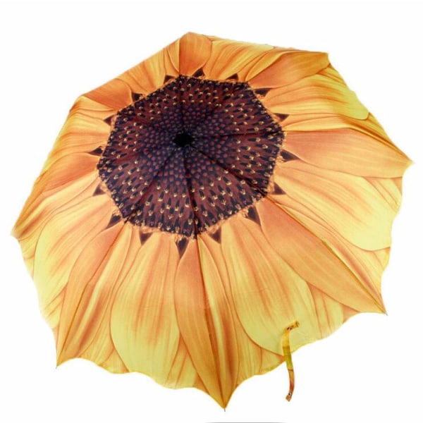 Auringonkukan sateenvarjo Anti-ultravioletti taskusateenvarjo, luova sateenvarjo kuorella Kevyt tuulenpitävä halkaisija 96 cm keltainen