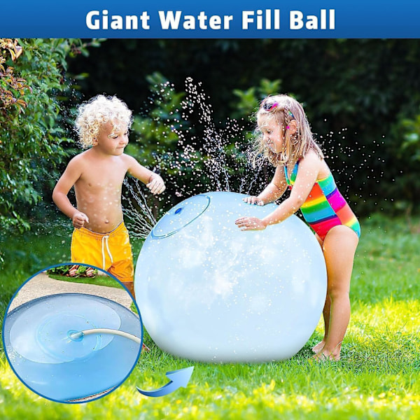 Oppustelig boblebold til voksne børn, vandboblebold vandbold transparent hoppeballon, oppustelig vandbold overdimensioneret blue