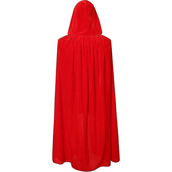Fløjlshætte Kappe Unisex Halloween Kappe Djævel Troldmand Halloween Jul Rød 170cm