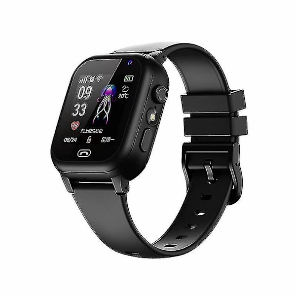 Nyt børns 4g smartwatch sos gps-placering videoopkald sim-kort til børns smartwatch-kamera vandtæt ur Black