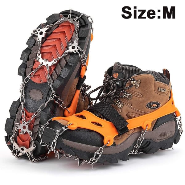 Ice Crampons Traction, Ice Snow Grips saappaiden kenkiin, Liukumaton (M, oranssi)