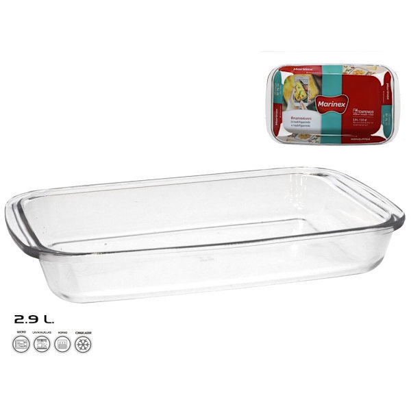 Kestävä lasivuoka uuniin, mikroaaltouuniin ja astianpesukoneeseen, 1,9L-4,2L, WKL-tarjottimesta ASA 4.2L_xx Tray with ASA 4.2L No,