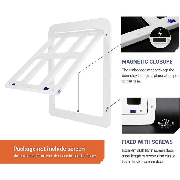Kattlucka, myggnät automatisk stängning hundlucka med magneter, myggnät Balkongdörr med kattlucka för husdjur