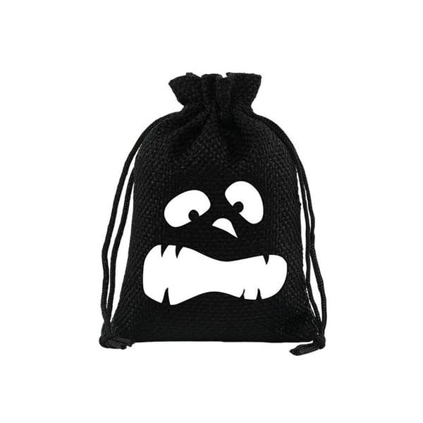 Presentpåsar i linne med dragsko, Halloween julkaraktär godispåsar, spöklik design, festgåvor Pink Forked Eyes