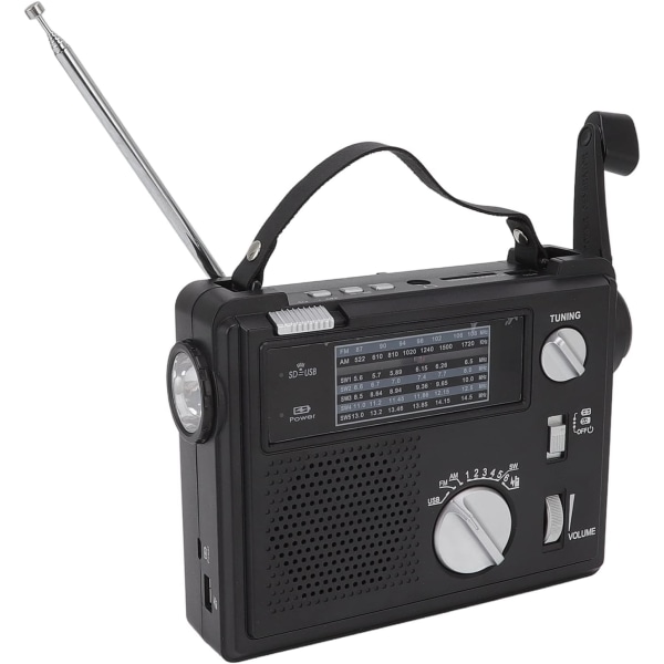Handvevad Radio AM FM SW Multiband LED Nödradio med MP3-spelare U-disk Lagringskortplats