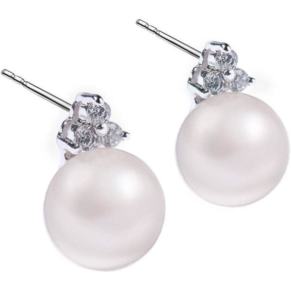 925 Sterling Silver Pearl Earrings and Cubic Zirconia Earrings for Wedding Engagement Perfect Gift Birthday Mother's Day Valentine's Day