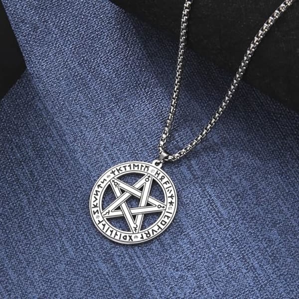 Ruostumaton teräs Supernatural Pentagram Pentagram riipus kaulakoru Witch Protection Star Amulet kaulakoru miehille naisille ruostumatonta terästä