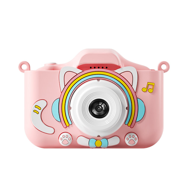 Mini lasten kamera, kannettava sarjakuvakamera, etu- ja takakamera pojille ja tytöille, lahja pink